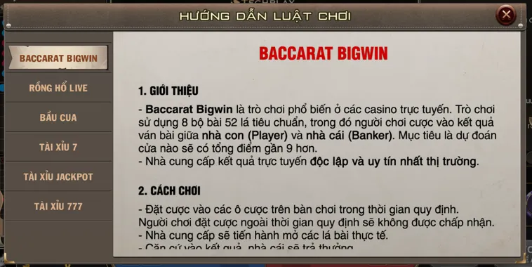 Cách Chơi Baccarat BigWin Livestream Tại B52 Club Dành Cho Người Đam Mê