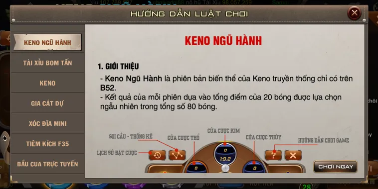 Keno Ngũ Hành Tại B52 Club Siêu Phẩm Giải Trí Với Lối Chơi Huyền Bí