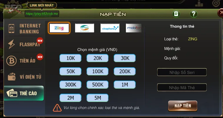 Hướng Dẫn Cách Nạp Tiền B52 Club Đơn Giản Nhất Cho Mọi Người Chơi