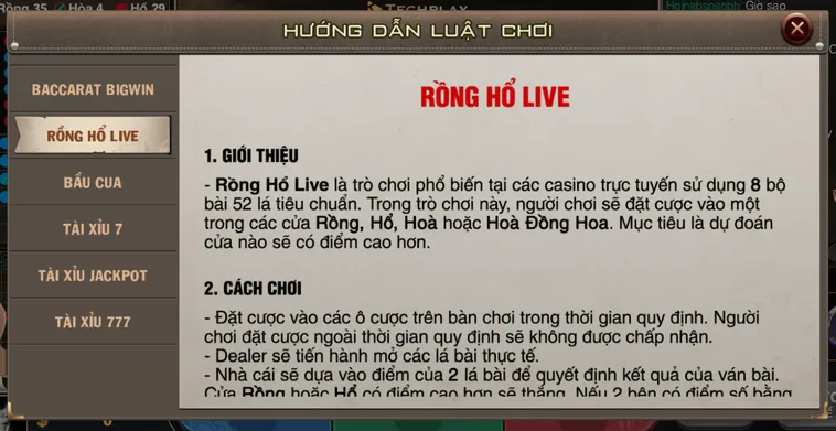 Rồng Hổ BigWin Livestream Tại B52 Club Sân Chơi Đẳng Cấp Với Tỷ Lệ Thắng Lớn